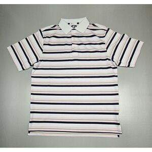 FootJoy‎ Mens Med. Golf Polo Shirt Striped Performance. Pnk, Green, Black, White